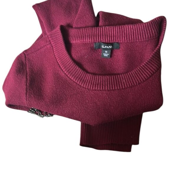 Alfani Burgundy Red Jewel Embellished Sweater Size XS - Picture 5 of 5